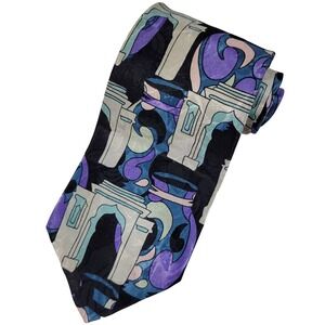 Vintage 90's Gitano Necktie Men's Abstract Pottery Roman Artsy Pastels Swirls